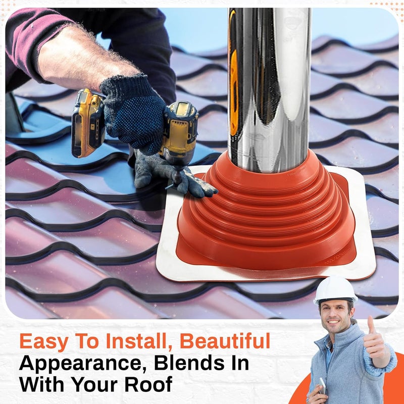 Yaocom 2 Pcs #6 Od 4-3/4'' - 10'' Silicone High Temp Metal Roof Pipe Flashing Boot Kit Chimney Roof Jacks Vent Boot for Houses Fits Pipe - Image 4